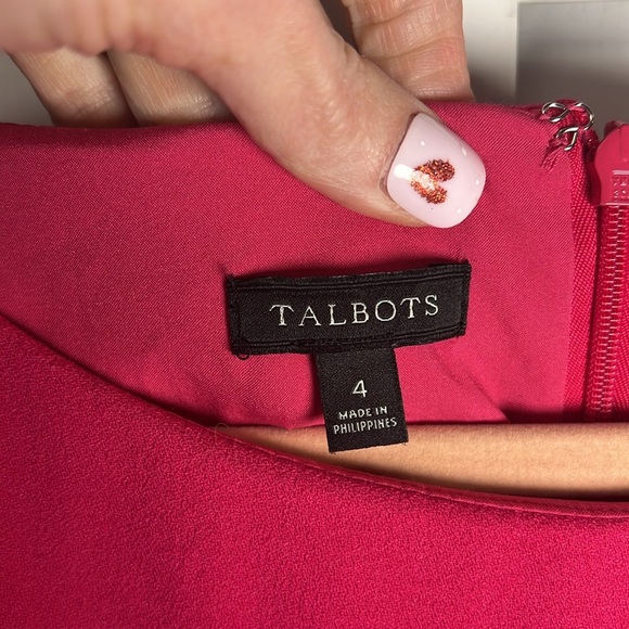 Talbots 3/4 Bell Sleeve Lined Sheath Dress Size 4 Hot Pink - Picture 4 of 10